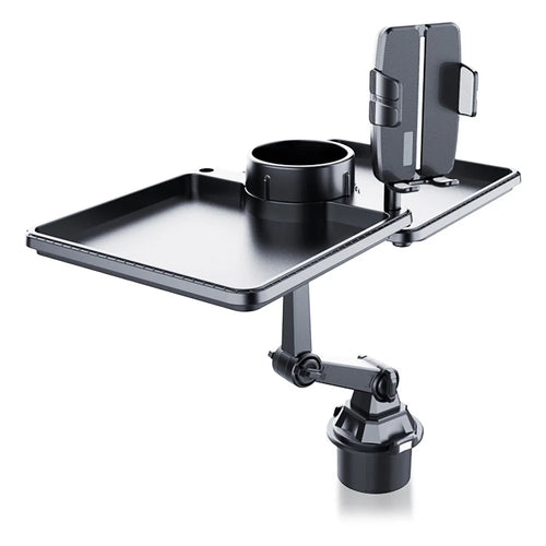 CP252A Universal Multifunction Car Cup Holder Mount Cell Phone Clamp Bracket with Dual Food Tray - 1