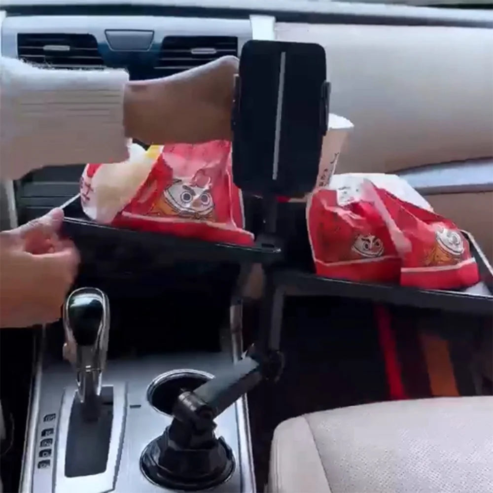 CP252A Universal Multifunction Car Cup Holder Mount Cell Phone Clamp Bracket with Dual Food Tray - 6