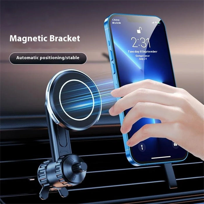 Y6 Car Air Vent Mount Automatic Positioning Magnetic Phone Holder Extension Rod Cellphone Bracket - Black - 3