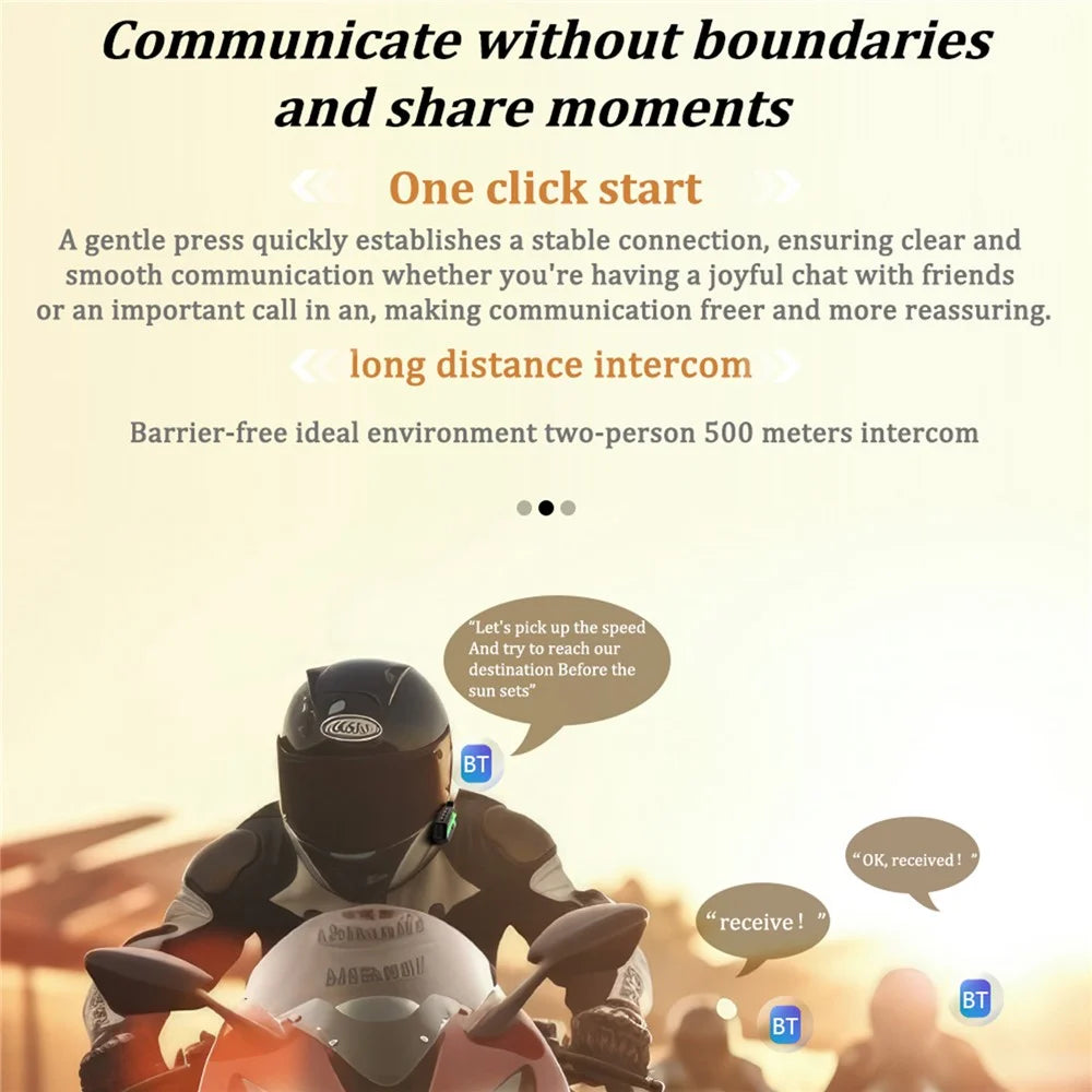 BT26 500m Intercom Motorcycle Helmet Bluetooth-Compatible Headset Waterproof Noise Cancelling Earphone - 4