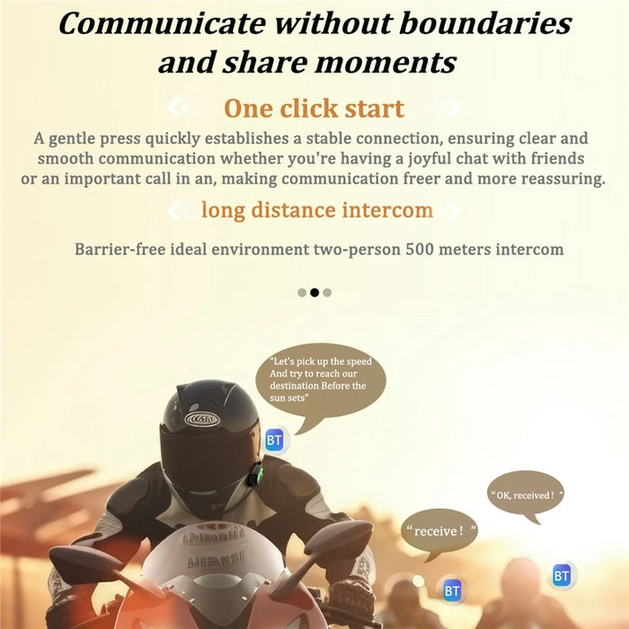 BT26 500m Intercom Motorcycle Helmet Bluetooth-Compatible Headset Waterproof Noise Cancelling Earphone - 4