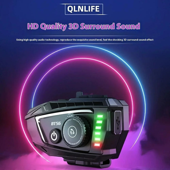 BT56 Motorcycle Helmet Headphone Bluetooth-Compatible Music Headset with Rhythm Light Effects - 4