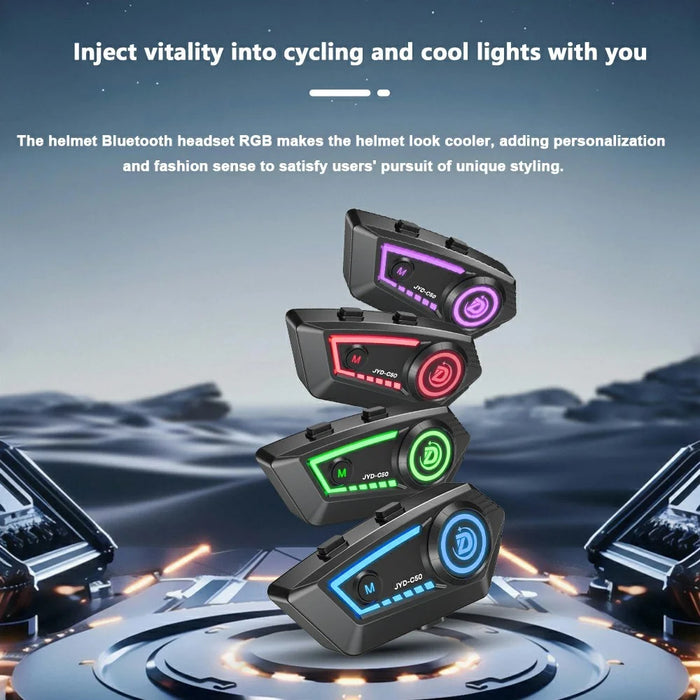 C50 Motorcycle Helmet Headphone Bluetooth-Compatible 5.4 Music Headset with Rhythm Light Effects - 4