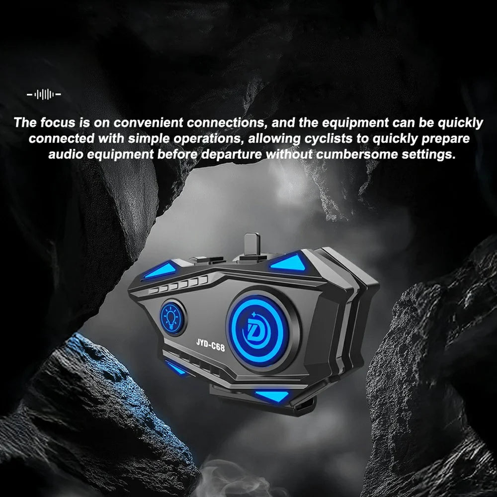 C68 Helmet Headset Motorcycle Riders Hands-Free Communication Bluetooth-Compatible Music Headphone - 2