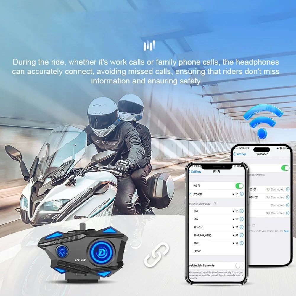 C68 Helmet Headset Motorcycle Riders Hands-Free Communication Bluetooth-Compatible Music Headphone - 6