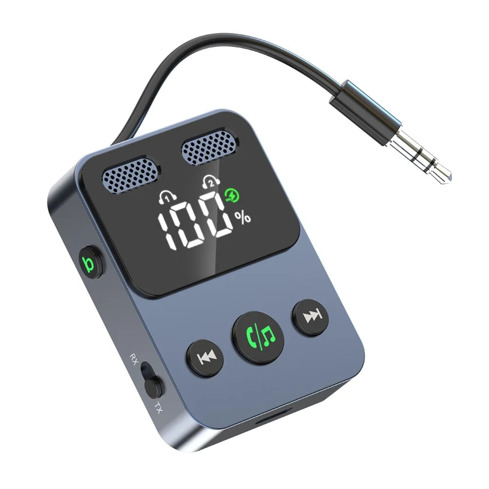 BR17 2 In 1 Digital Display Bluetooth-Compatible Receiver Transmitter Car Audio Adapter with Bass Boost - 2