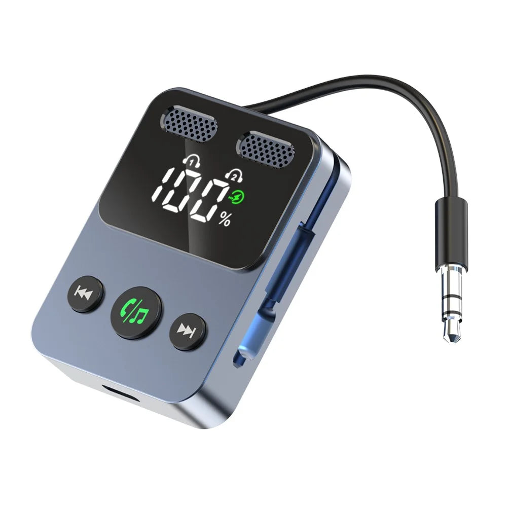 BR17 2 In 1 Digital Display Bluetooth-Compatible Receiver Transmitter Car Audio Adapter with Bass Boost - 3