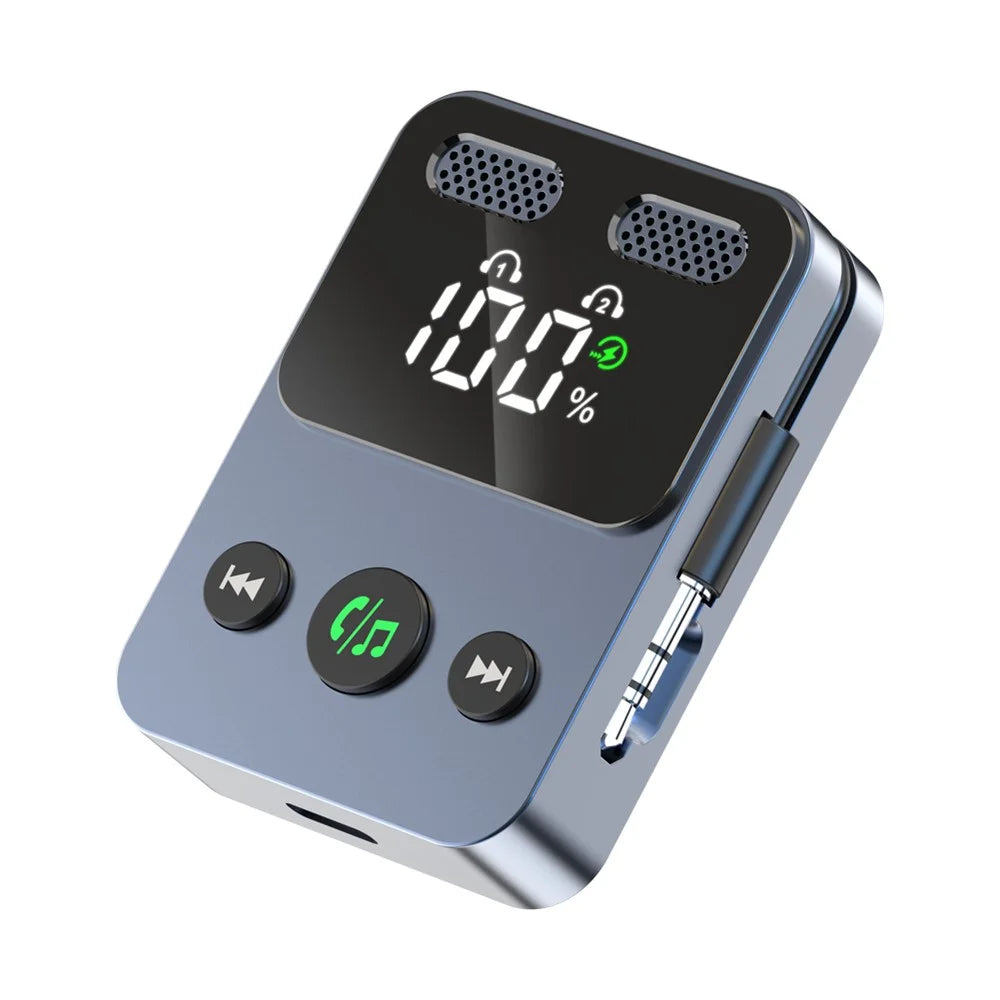 BR17 2 In 1 Digital Display Bluetooth-Compatible Receiver Transmitter Car Audio Adapter with Bass Boost - 5