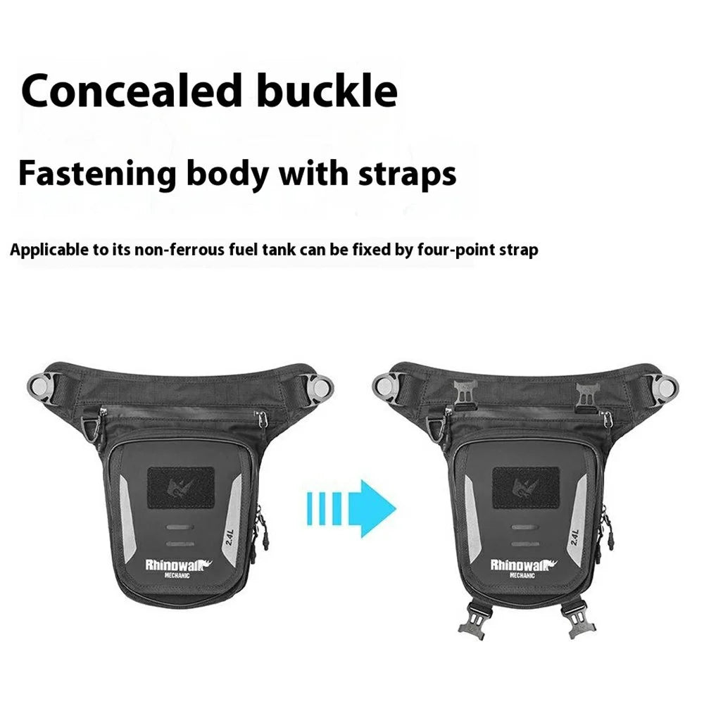 RHINOWALK 2.4L Magnetic Motorcycle Tank Bag Polyester Multipurpose Crossbody Waist Pack Leg Bag - 4