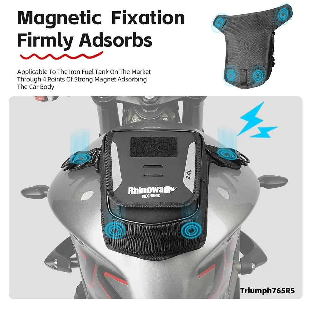RHINOWALK MJX2008BK 2.4L Motorcycle Magnetic Tank Bag Multifunction Leg Bag Crossbody Waist Pack - 3