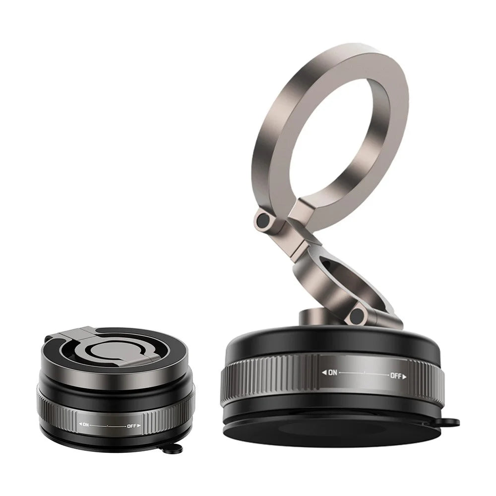 D1X 360° Foldable Vacuum Magnetic Car Phone Mount Hands-Free Suction Cup Phone Holder - Black - 1
