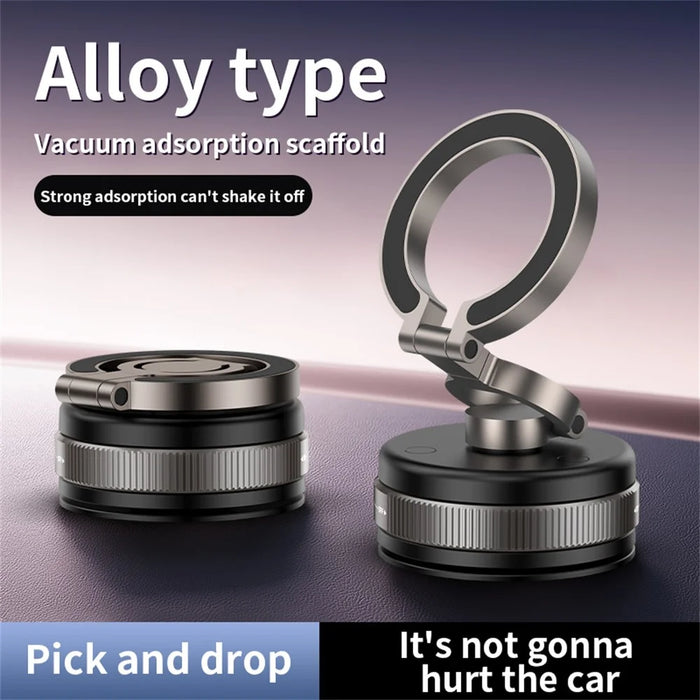 D1X 360° Foldable Vacuum Magnetic Car Phone Mount Hands-Free Suction Cup Phone Holder - Black - 2