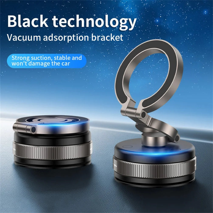D1X 360° Foldable Vacuum Magnetic Car Phone Mount Hands-Free Suction Cup Phone Holder - Black - 4