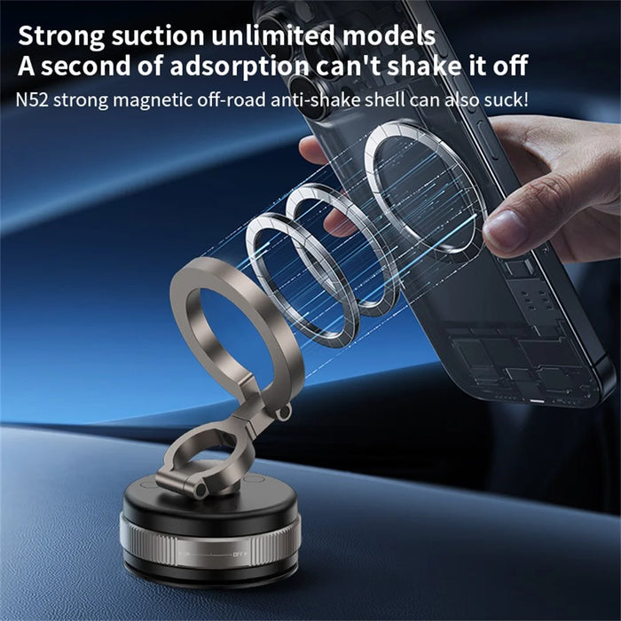 D1X 360° Foldable Vacuum Magnetic Car Phone Mount Hands-Free Suction Cup Phone Holder - Black - 7