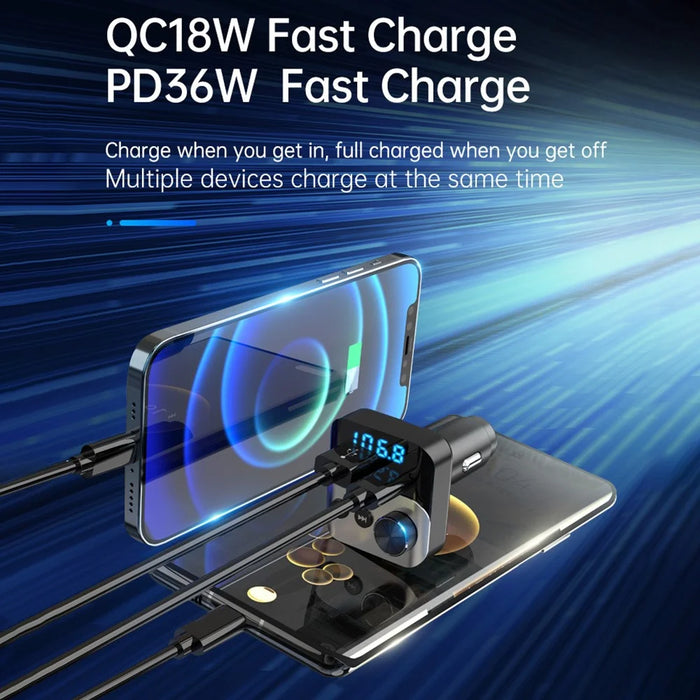 BC98 FM Transmitter Bluetooth-Compatible 5.3 Hands-Free Call Car MP3 Player PD 36W Fast Charging QC3.0 Charger - 3