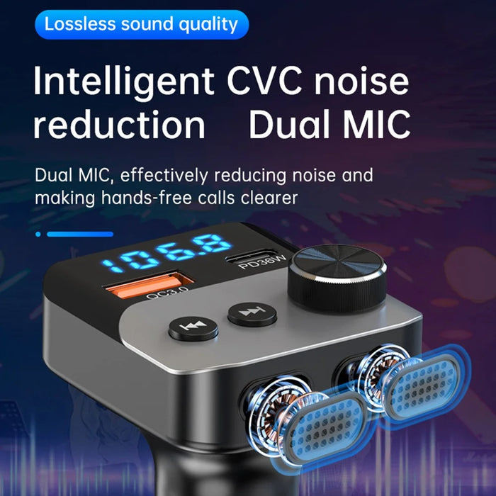 BC98 FM Transmitter Bluetooth-Compatible 5.3 Hands-Free Call Car MP3 Player PD 36W Fast Charging QC3.0 Charger - 5