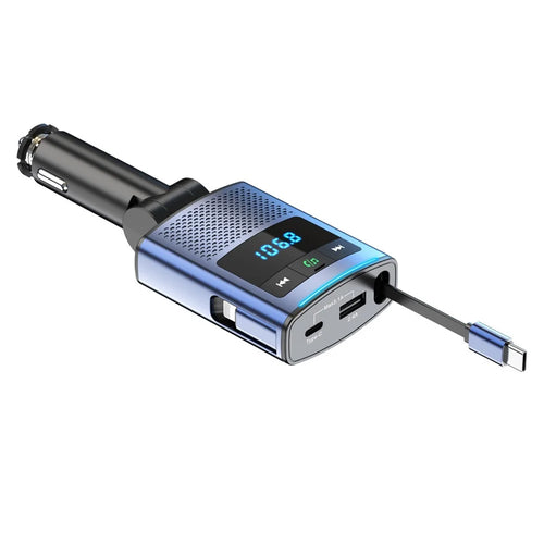 BC99 FM Transmitter Bluetooth-Compatible PD 65W Fast Charging Laptop Phone Car Charger with Retractable Cable - 1