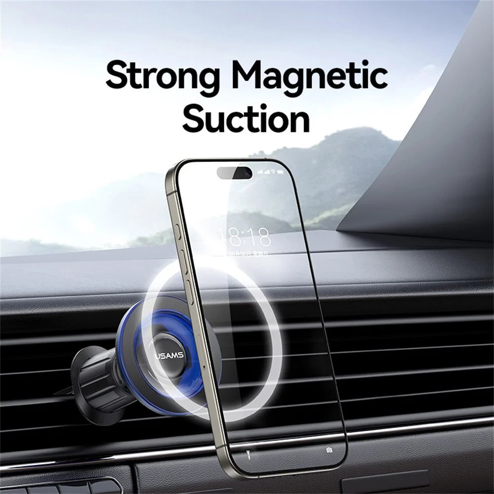 USAMS ZJ081 Magnetic Car Phone Mount Holder 360-degree Rotation Strong Magnet Stand - Blue - 4