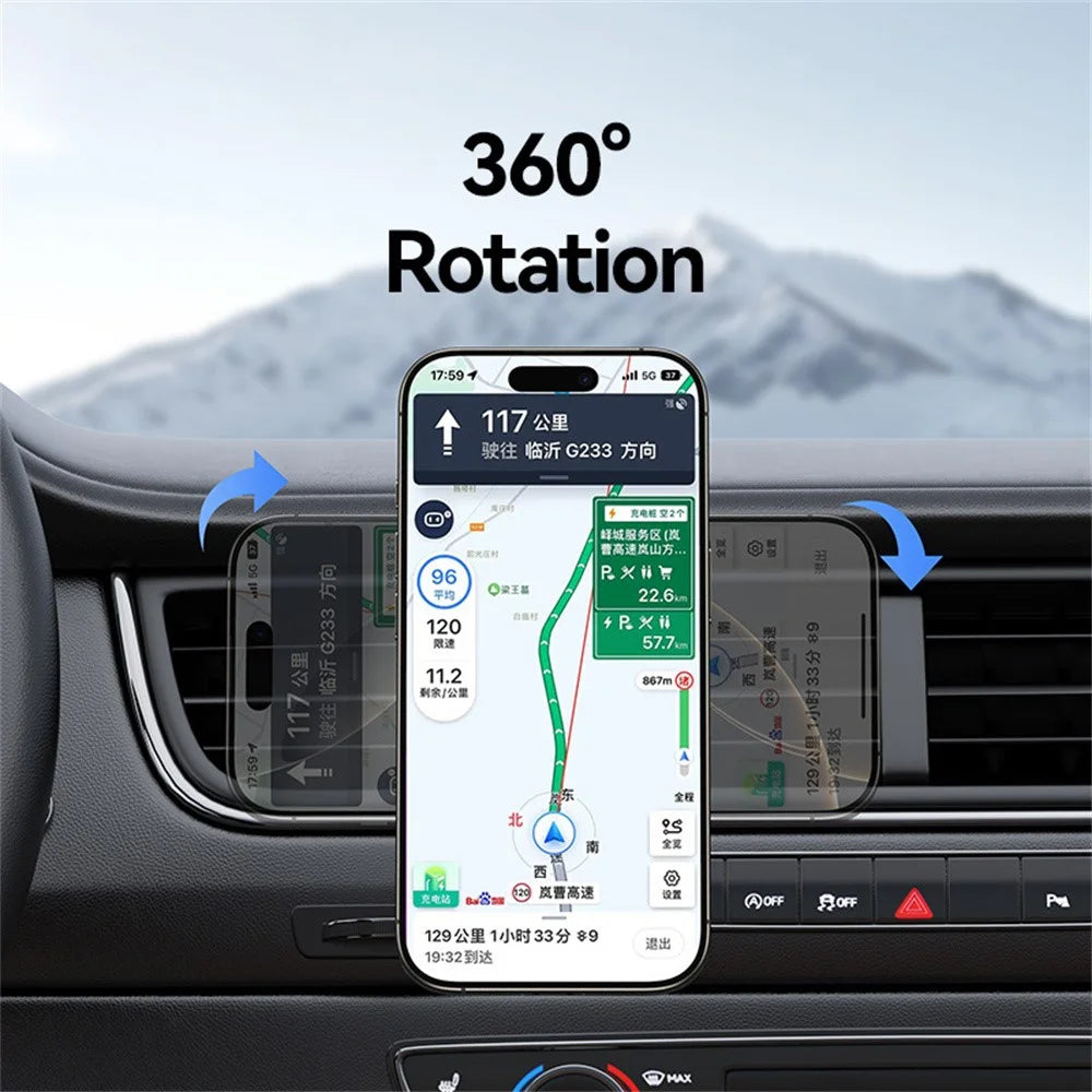 USAMS ZJ081 Magnetic Car Phone Mount Holder 360-degree Rotation Strong Magnet Stand - Blue - 6