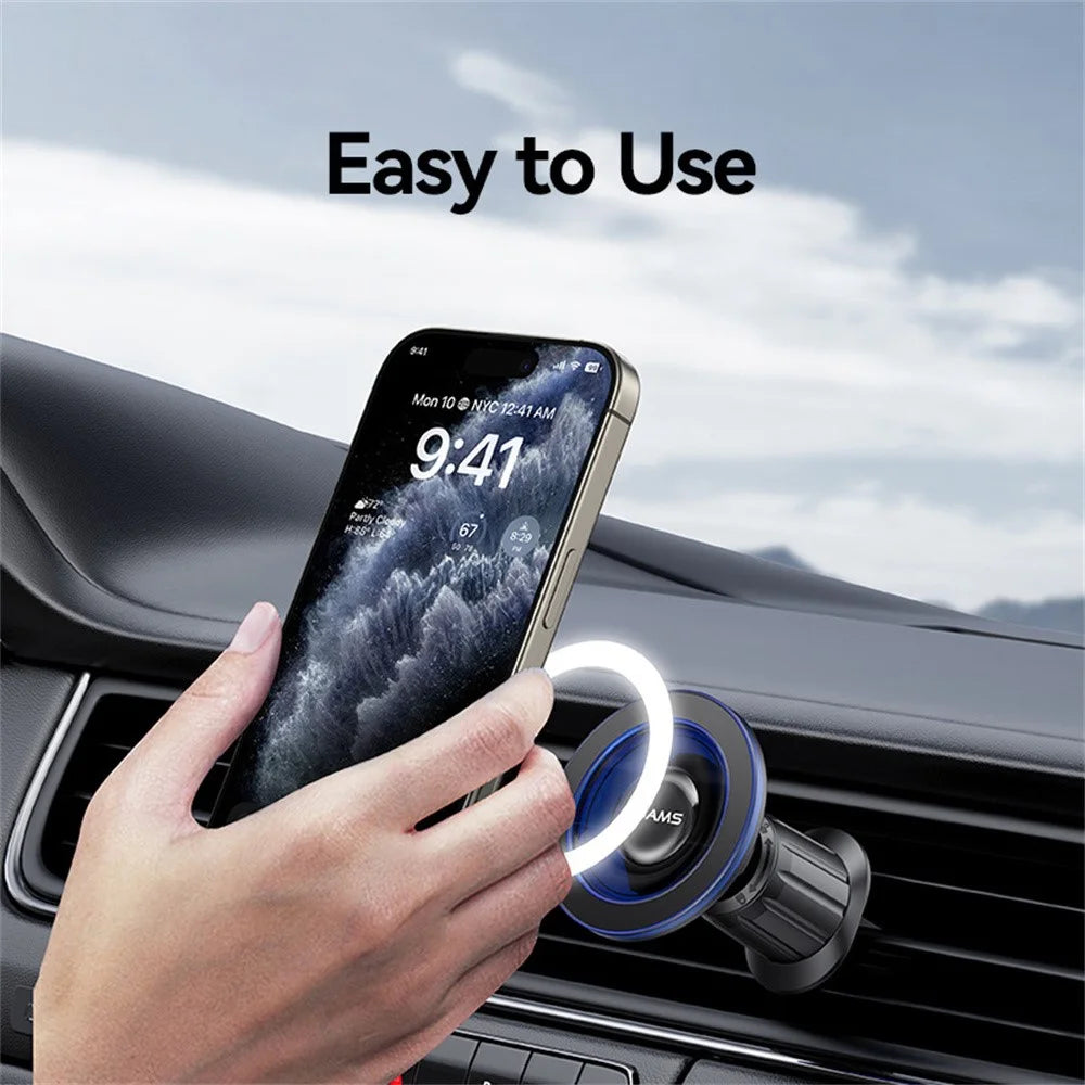 USAMS ZJ081 Magnetic Car Phone Mount Holder 360-degree Rotation Strong Magnet Stand - Blue - 7