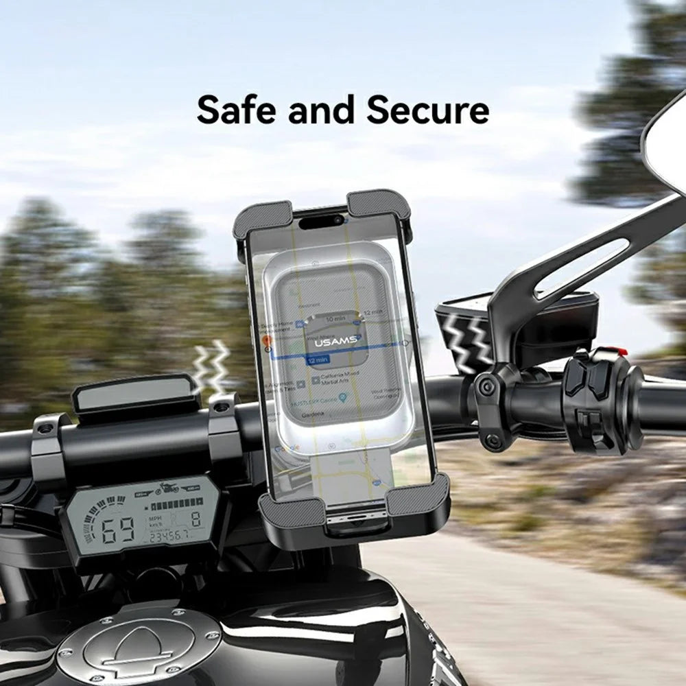 USAMS ZJ082 Bike Motorcycle Universal Phone Mount Holder Handlebar Rearview Mirror Bracket - 5