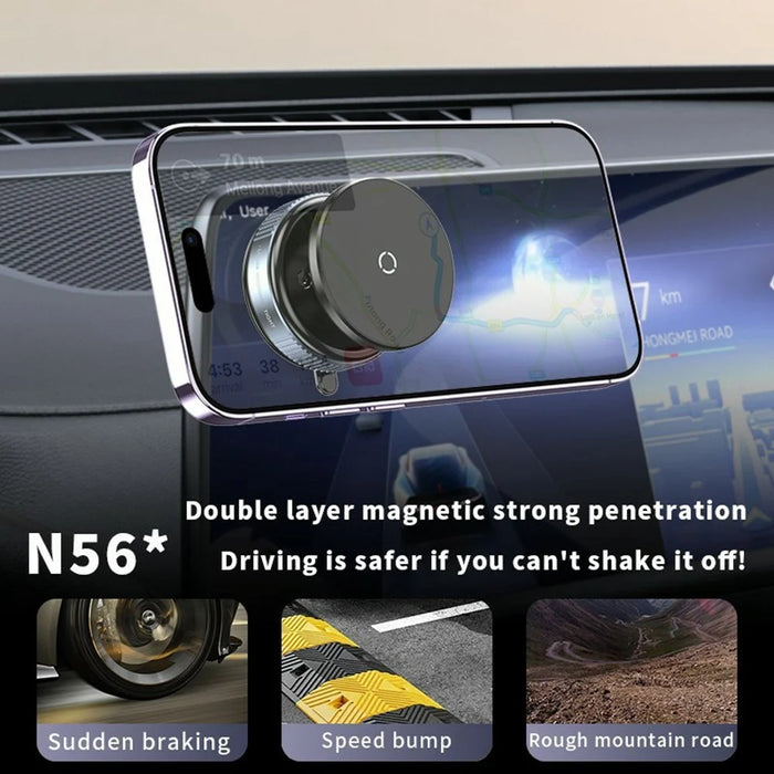 X97 Car Phone Mount Magnetic Dashboard Holder Suction Cup Smartphone Bracket - Black - 4