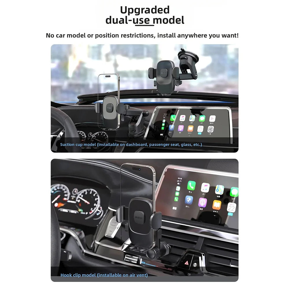 DUDAO F2N Car Air Vent Phone Holder Adjustable Clip Mount Universal Compatibility 4-7 Inch Smartphone - Black Extended Version - 6