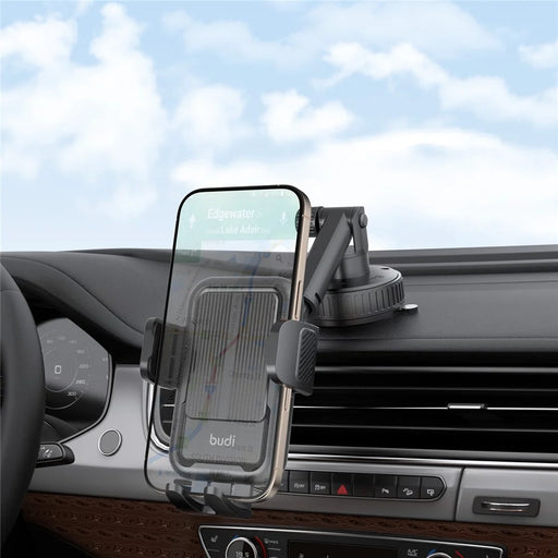 BUDI CM590B Suction Cup Base Car Mount Phone Holder One Hand Operation Adjustable Cellphone Bracket - 2