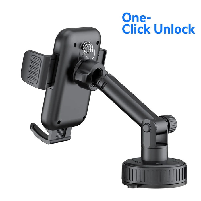 BUDI CM590B Suction Cup Base Car Mount Phone Holder One Hand Operation Adjustable Cellphone Bracket - 5