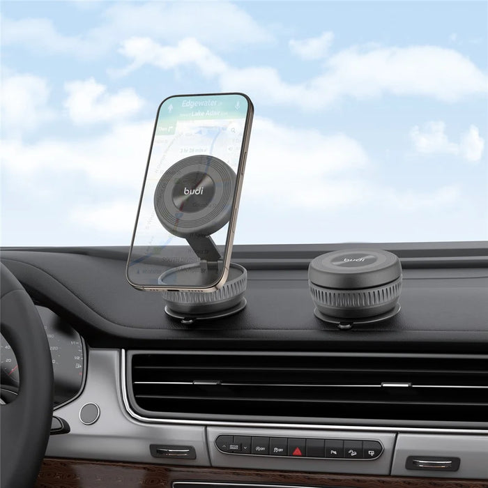 BUDI CM592B Suction Cup Base Cellphone Bracket 2-Stage Foldable Car Magnetic Mount Phone Stand - 3