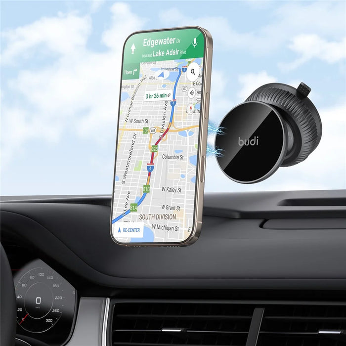 BUDI CM593B Magnetic Car Mount Phone Holder Suction Base 360 Degree Rotation Bracket - 2