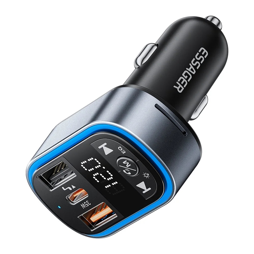 ESSAGER ECCFM-CT0G-P 35W PD Fast Charging Car Charger Dual Ports A+C Intelligent Chip Car Charger for FM MP3 - Grey - 3