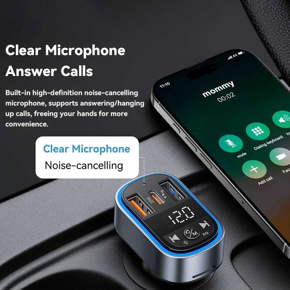 ESSAGER ECCFM-CT0G-P 35W PD Fast Charging Car Charger Dual Ports A+C Intelligent Chip Car Charger for FM MP3 - Grey - 5
