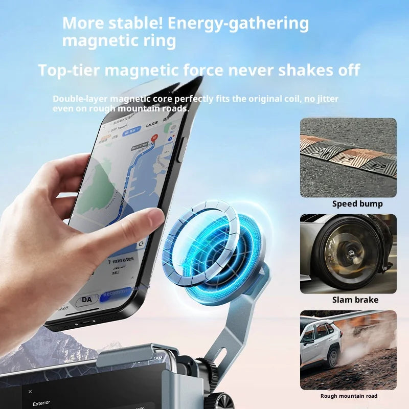Car Phone Holder Magnetic Air Vent Mount 360-Degree Rotary Universal Adjustable Stand - Grey - 4