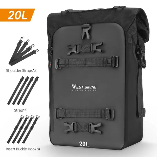 WEST BIKING 20L Large Capacity Motorcycle Side Bag Full Open Riding Bag Anti-Slip Mesh Pocket for Motorbike Travel - 1