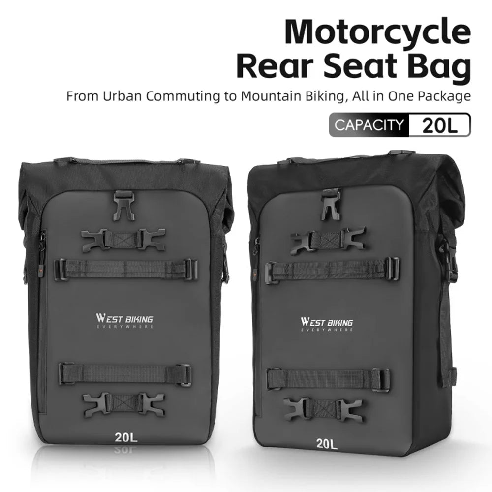 WEST BIKING 20L Large Capacity Motorcycle Side Bag Full Open Riding Bag Anti-Slip Mesh Pocket for Motorbike Travel - 2
