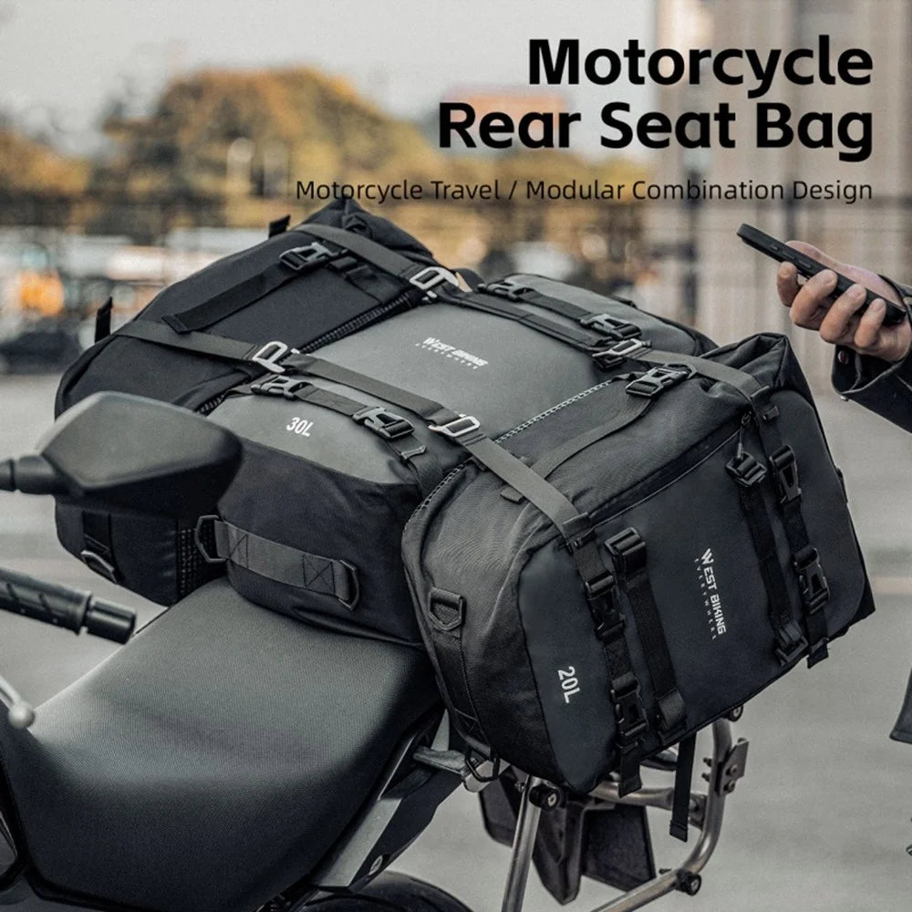 WEST BIKING 20L Large Capacity Motorcycle Side Bag Full Open Riding Bag Anti-Slip Mesh Pocket for Motorbike Travel - 5