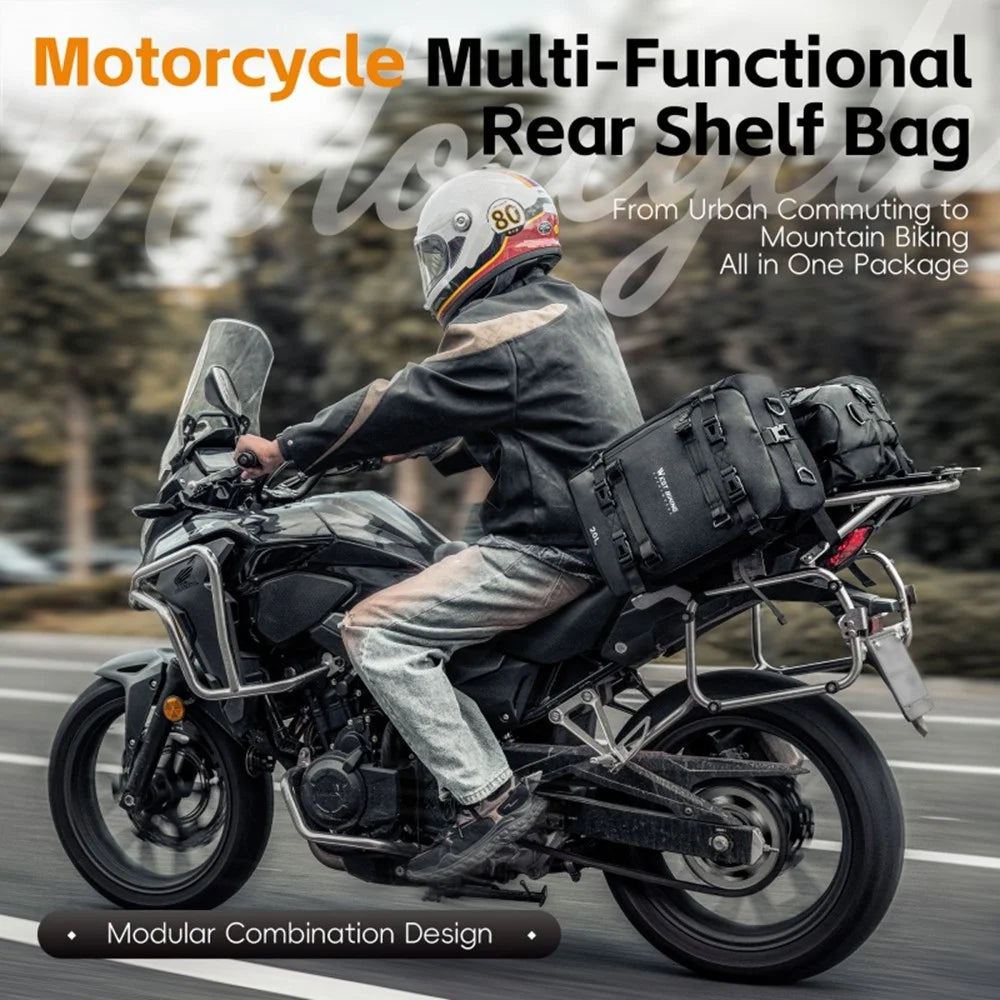 WEST BIKING 20L Large Capacity Motorcycle Side Bag Full Open Riding Bag Anti-Slip Mesh Pocket for Motorbike Travel - 6