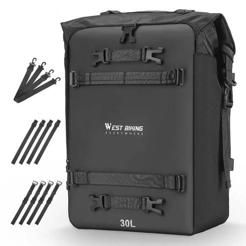 WEST BIKING 30L Large Capacity Motorcycle Side Bag Full Open Riding Bag Anti-Slip Mesh Pocket for Motorbike Travel - 1