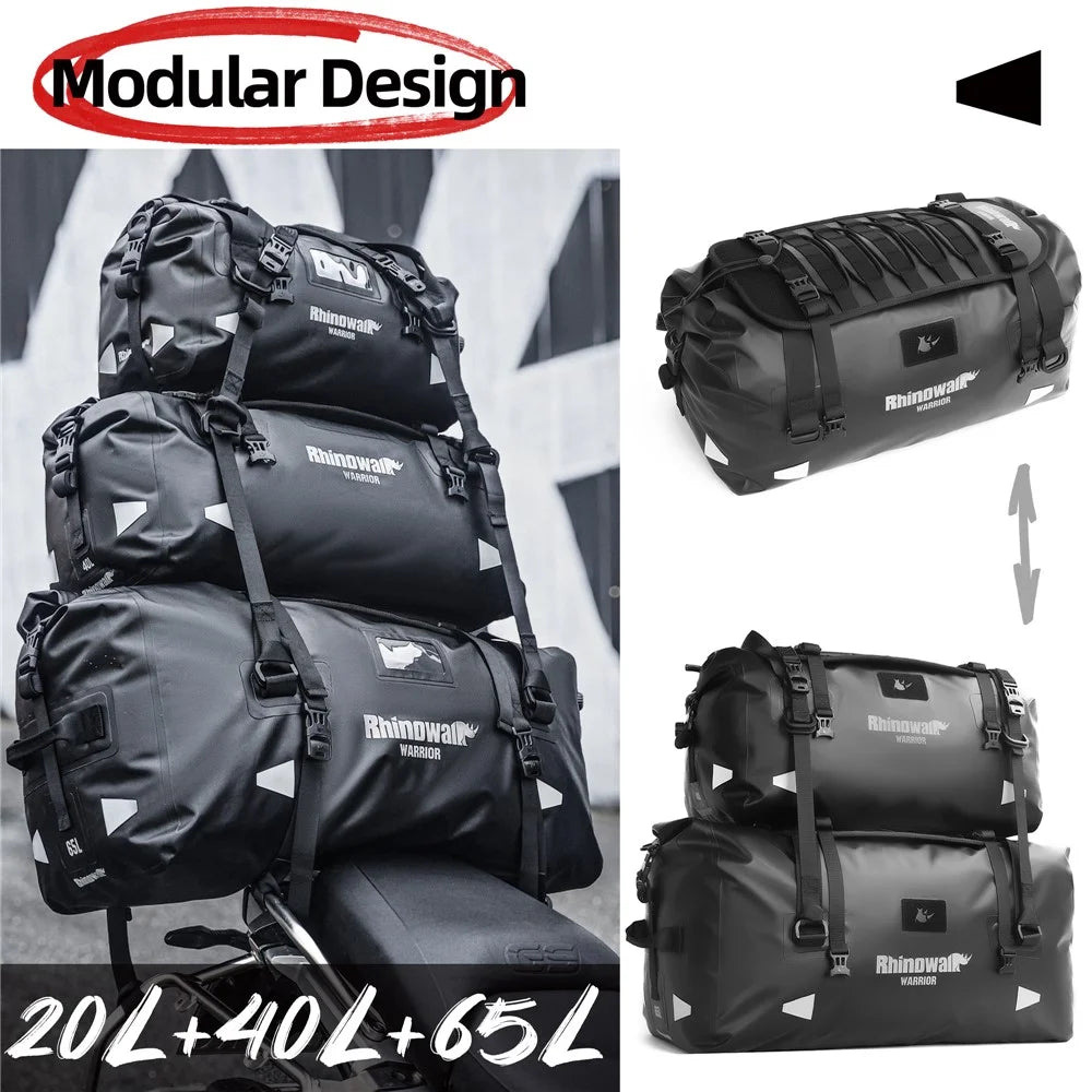 RHINOWALK MYS2401 20L Waterproof Motorcycle Tail Bag Reflective Roll Top Motorbike Luggage Bag - 6