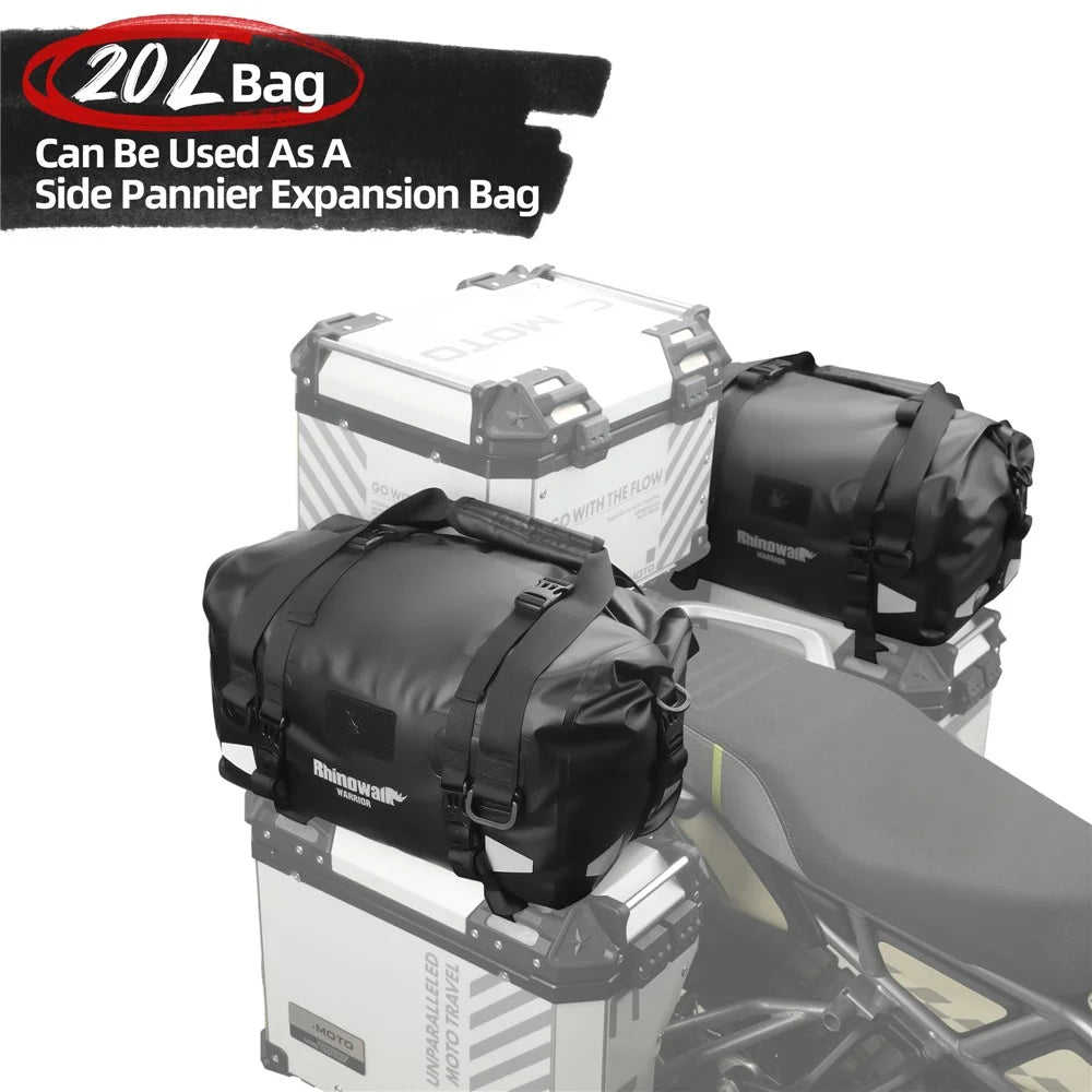 RHINOWALK MYS2401 20L Waterproof Motorcycle Tail Bag Reflective Roll Top Motorbike Luggage Bag - 7