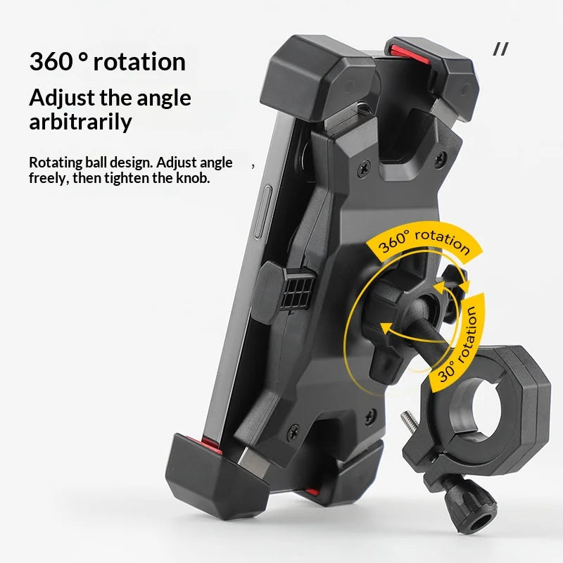 BENGGUO 4-Claw Bicycle Phone Mount 360 Degree Rotation Shockproof Motorcycle Cell Phone Bracket - Handlebar Mount/Black - 2