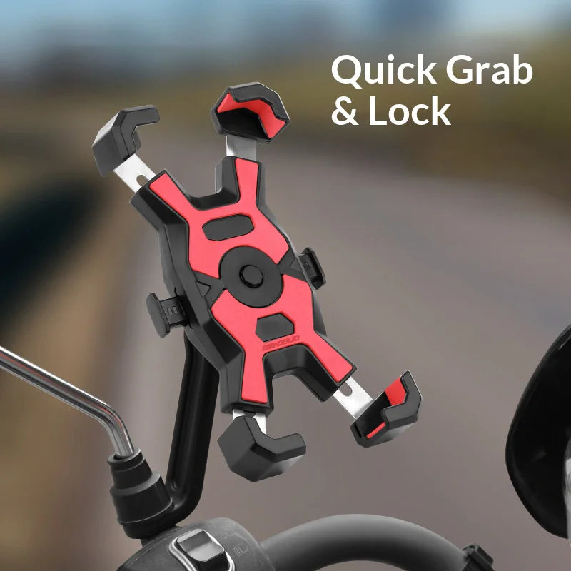 BENGGUO 4-Claw Bicycle Phone Mount 360 Degree Rotation Shockproof Motorcycle Cell Phone Bracket - Handlebar Mount/Black - 3