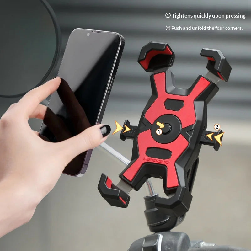 BENGGUO 4-Claw Bicycle Phone Mount 360 Degree Rotation Shockproof Motorcycle Cell Phone Bracket - Handlebar Mount/Black - 4
