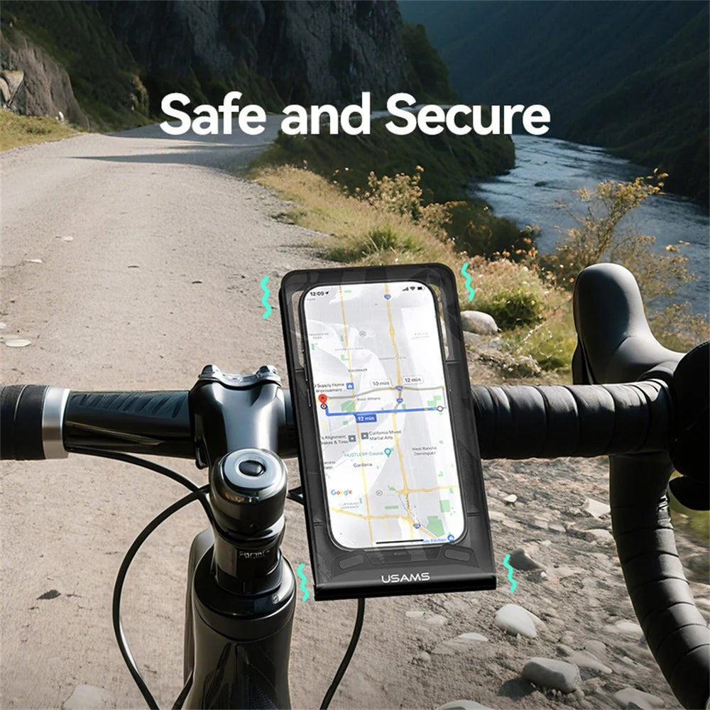 USAMS ZJ083 Waterproof Cycling Phone Holder Bike Handlebar Mount Touch Screen Compatible Phone Pouch - 5