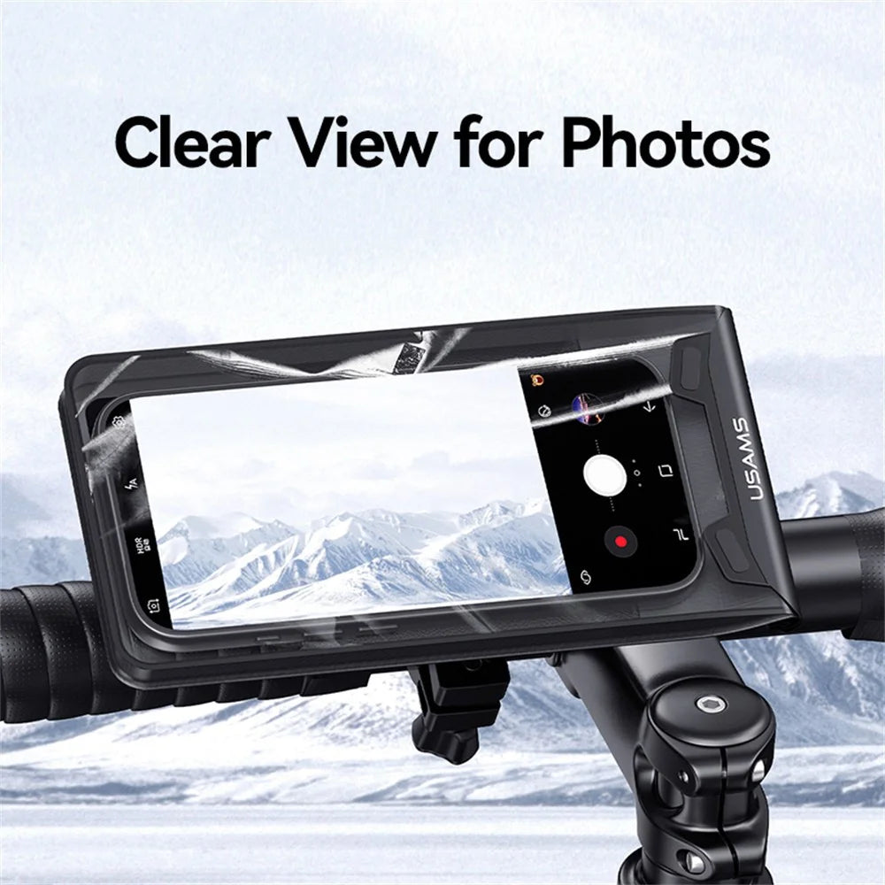 USAMS ZJ083 Waterproof Cycling Phone Holder Bike Handlebar Mount Touch Screen Compatible Phone Pouch - 6