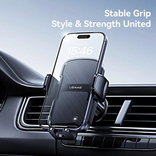 USAMS ZJ085 Air Vent Car Phone Holder One Touch Lock Release Rotating Phone Mount with Alloy Hook - 2