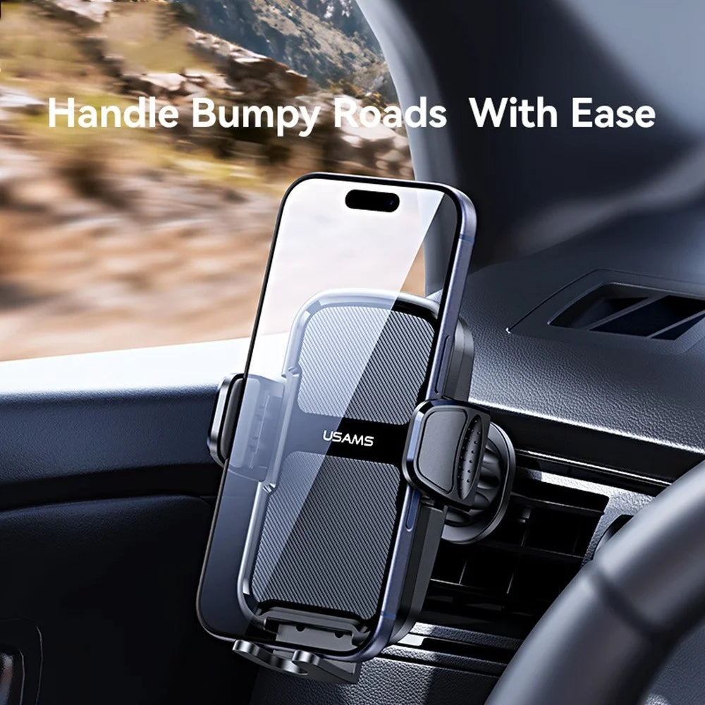 USAMS ZJ085 Air Vent Car Phone Holder One Touch Lock Release Rotating Phone Mount with Alloy Hook - 4