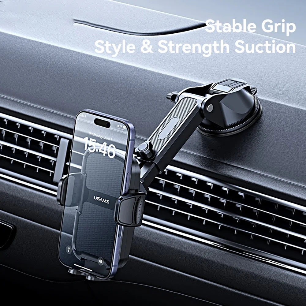 USAMS ZJ086 Car Dashboard Phone Mount One-Touch Release Rotating Phone Holder Support Horizontal / Vertical Views - 4