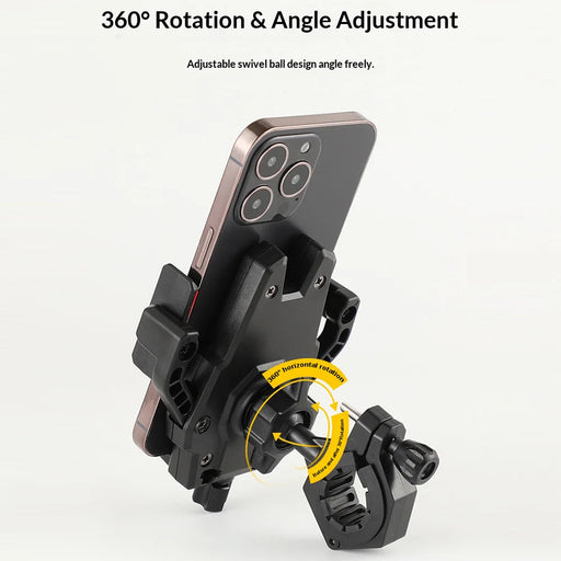 BENGGUO BG-1121 Bicycle Motorcycle Phone Holder 360-Degree Rotating Phone Mount for 55-95mm Devices Navigation Holder - Black Handlebar Style - 2